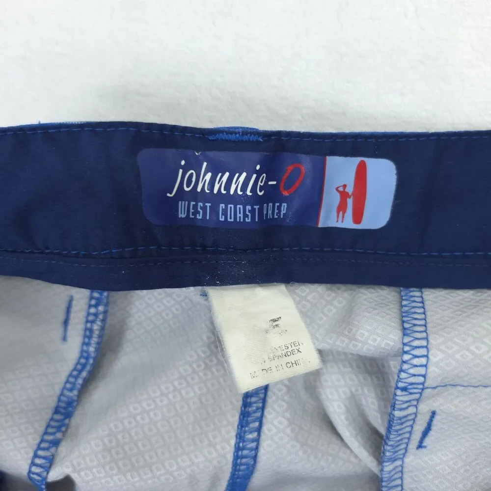 Johnnie O Swim Shorts Mens 35 (36x9) Plaid Board Shorts Blue Beach Surf